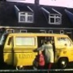 Westervelde, hunebed D2 en schoolbus 1994